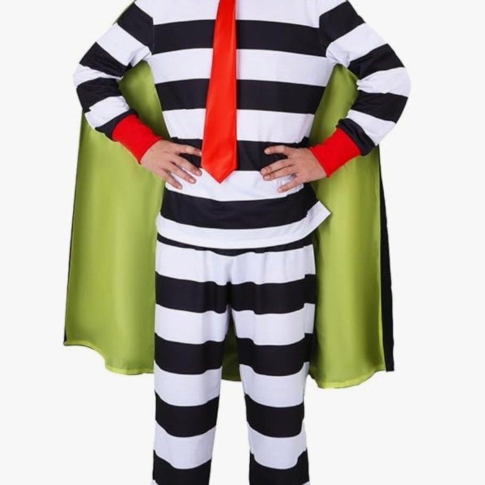 Kids Striped Superhero Costume with Cape